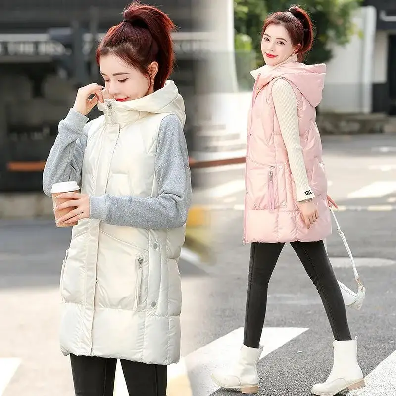 

Новинка 2022, модная куртка с хлопковой подкладкой, жилет, Яркий пуховик, Женская осенне-зимняя свободная теплая куртка с капюшоном, женский ж...