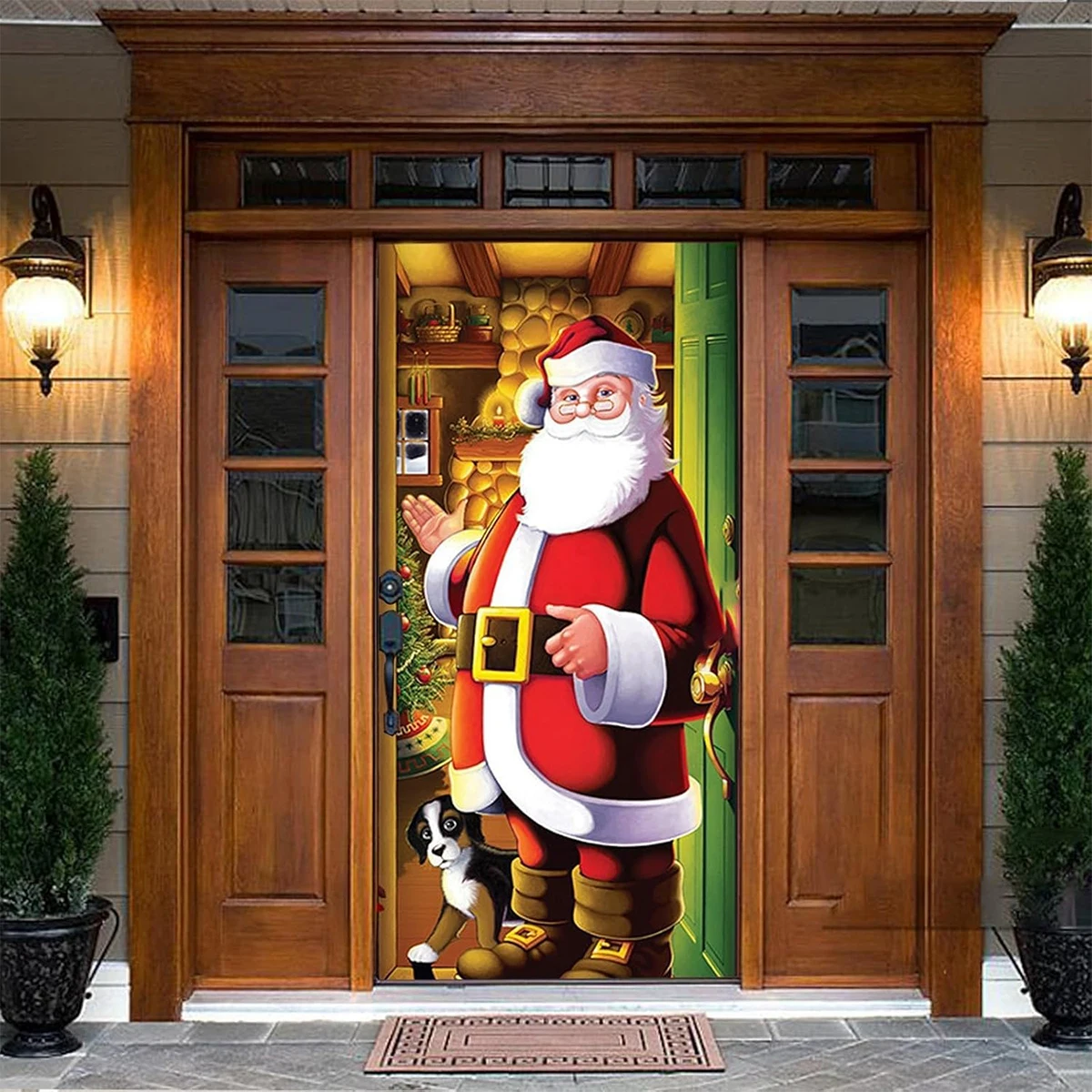 Зеленое украшение для дома дверная рама фон ткань фестиваль новогоднее