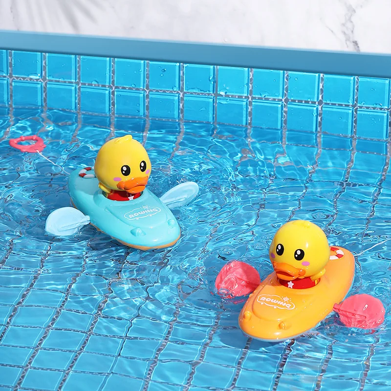 

Детская игрушка для игры в воде в ванну, гребная лодка, плавающая мультяшная утка для купания, для младенцев, для раннего развития, пляжные п...