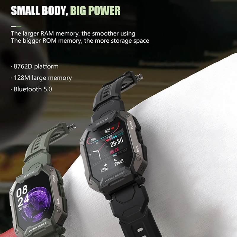 1.75 Inch SATM IP68 Waterproof Smart watch Men Women Fitness Tracker Blood Pressure Monitor Outdoor Sports Smartwatch for Xiaomi