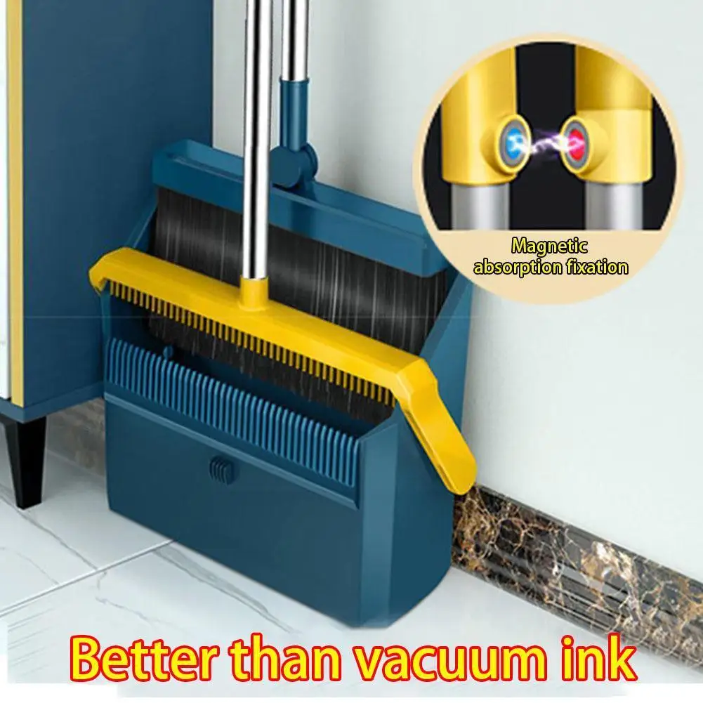 

Foldable Broom And Dustpan Set Household Cleaning Extendable Dustless Teeth Soft Brush Comb Suit Multifunction Squeegee Flo N0h2