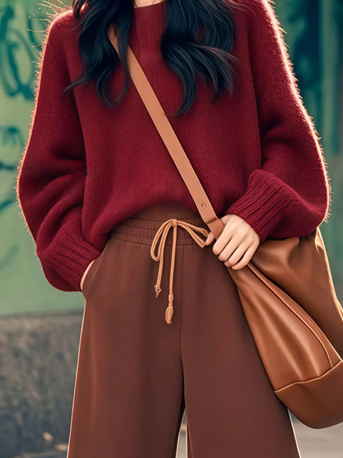 Красное новогоднее пальто Броня Вязаный свитер Женский 2025 Змеиный год Осень и