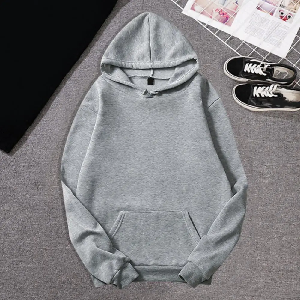 

Sweatshirt Versatile Unisex Hoodie Stylish Drawstring Pullover with Soft Fabric Elastic Cuffs Patch Pocket for Men Women Long