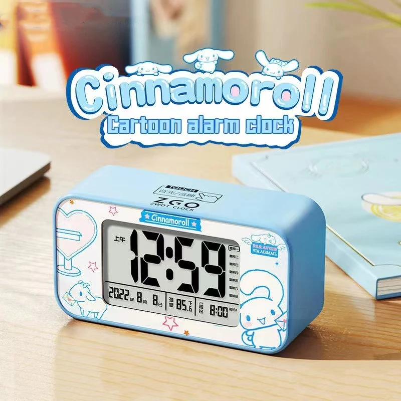 

Kawaii Sanrio Cinnamoroll Hello Kitty My Melody Cartoon Usb Charge Multifunction Intelligent Alarm Clock Durable Festival Gift