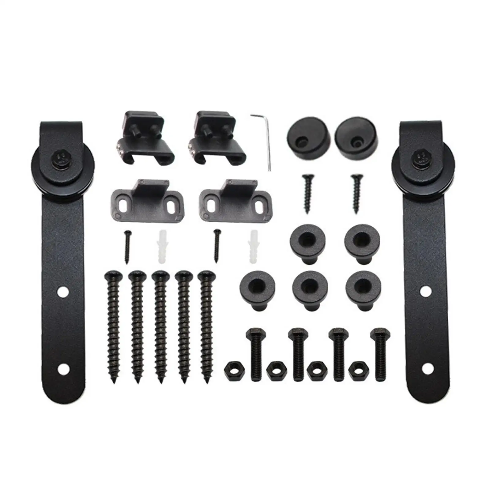 

Sliding Barn Door Hanger Roller Floor Guide Hardware Simple Installation for Cabinet Door Black Durable Made of Carbon Steel