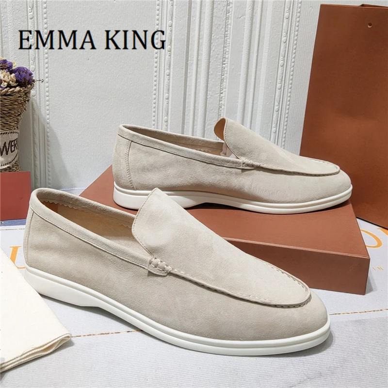 

Лоферы замшевые унисекс, повседневная обувь без застежки, прогулочные балетки, плоская подошва, Размеры 35-48, весна