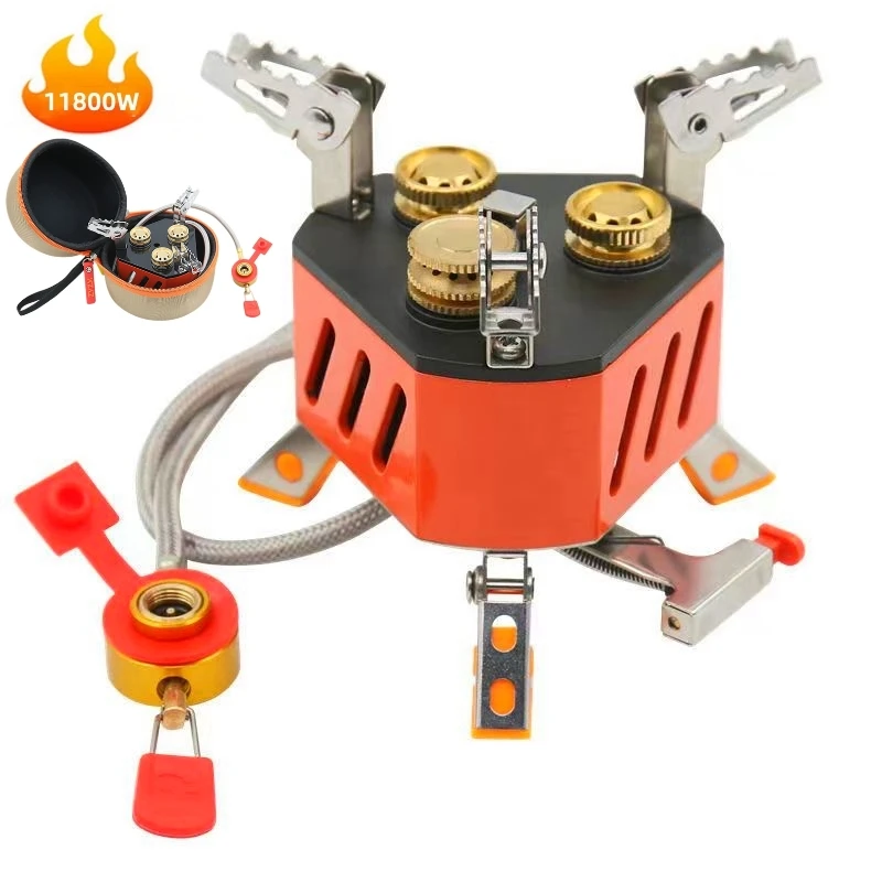 

Three Head Burner Camping Gas Stove Strong Fire Power Outdoor Picnic Cooker Ultralight Portable Tourist Gas Burner Supplies