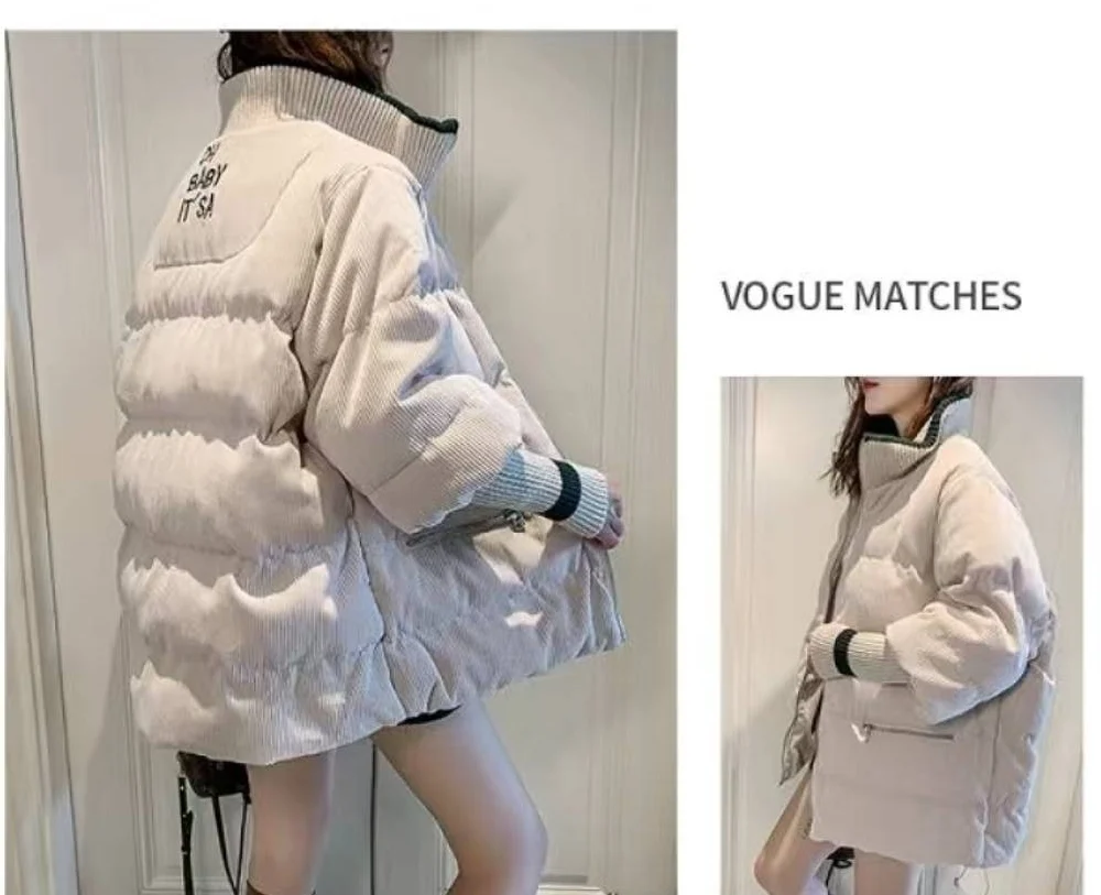 Women's Corduroy Cotton-Padded Jacket Korean Style Short Loose Thick Small Cotton-Padded Jacket Student Cotton Padded Winter