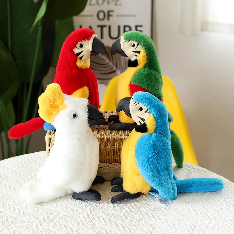 Simulation Macaw Doll Cartoon Stuffed Bird Animal Plush Doll Birthday Gift For Kids Home Decor