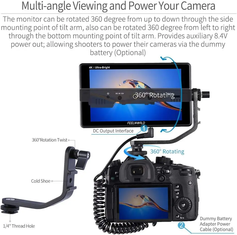 Фото EELWORLD LUT6 6-дюймовый сенсорный монитор для DSLR-камер с яркостью 2600 нит |   4K HDMI вход/выход, 3D LUT, HDR, визуализация формы сигнала, хроматограмма, фокусировка №2