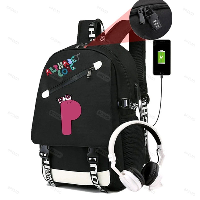 Anime Print Backpack for Boys Girls Student School Bag Usb Charging Multifunctional Causal Large Capacity Rucksack Kid Gift