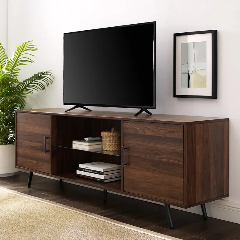 

Mid- Two-Door Stand for TVs to 80", Dark Walnut