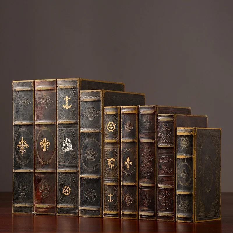 

European Simple Retro Luxury Simulation Book Ornaments Fake Book Model Storage Living Room Study Office Decorations Home Decor