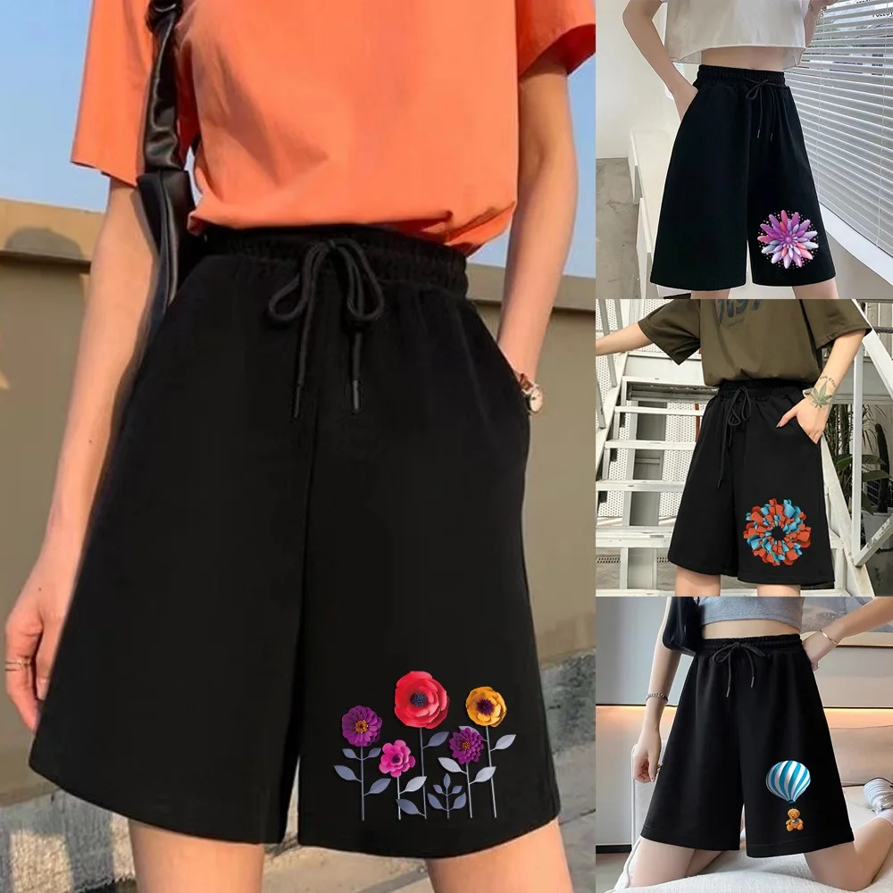 

Women's Shorts Cute Girl Korean Sweet Student Harajuku Cropped Pants 3D Printing Stretch Simple Oversized Pants Women