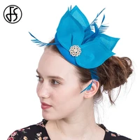 fs womens fascinators blue derby hat leaf for lady sinamay church hats fedoras horse racing festival wedding party dress hat
