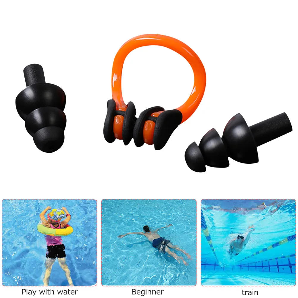 

Swimming Earplugs Nose Clip Case Protective Prevent Water Protection Ear Plug Waterproof Soft Silicone Swim Dive Supplies