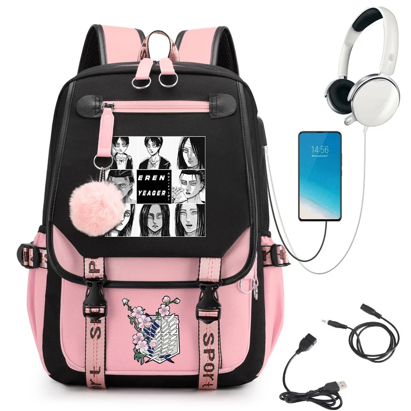 

Anime Eren Yeager SnK Evolution Backpack Mochila Student School Bag Attack on Titan Eren Yeager Laptop Travel Bagpack Mochilas