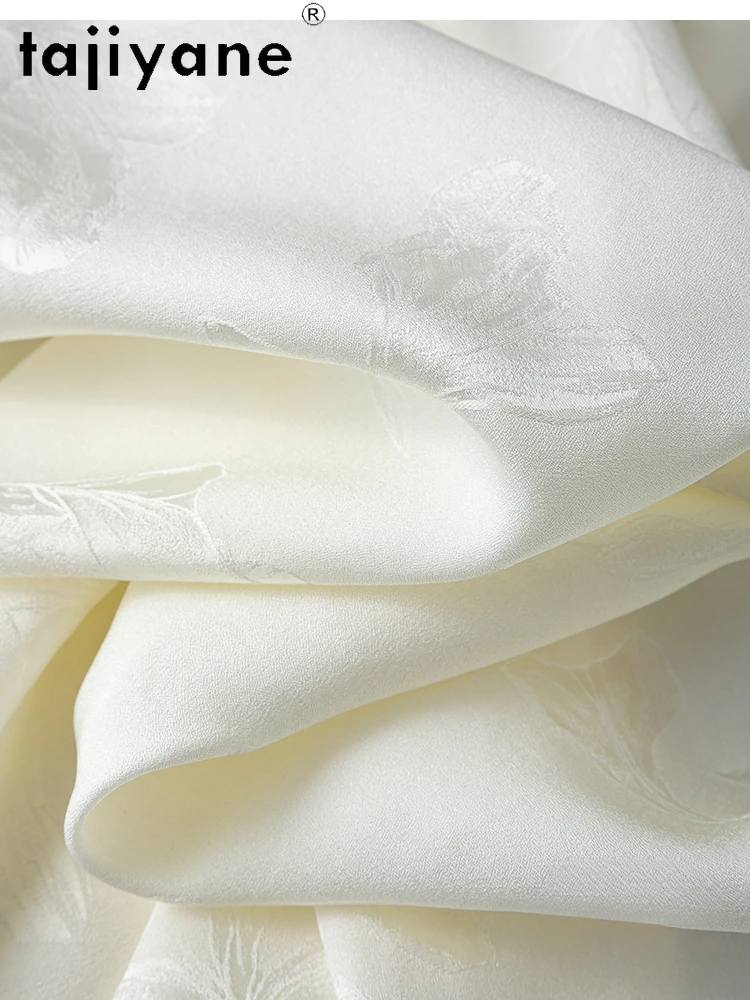 TAJIYANE 100% шелковая блузка женская элегантная белая рубашка с длинными рукавами