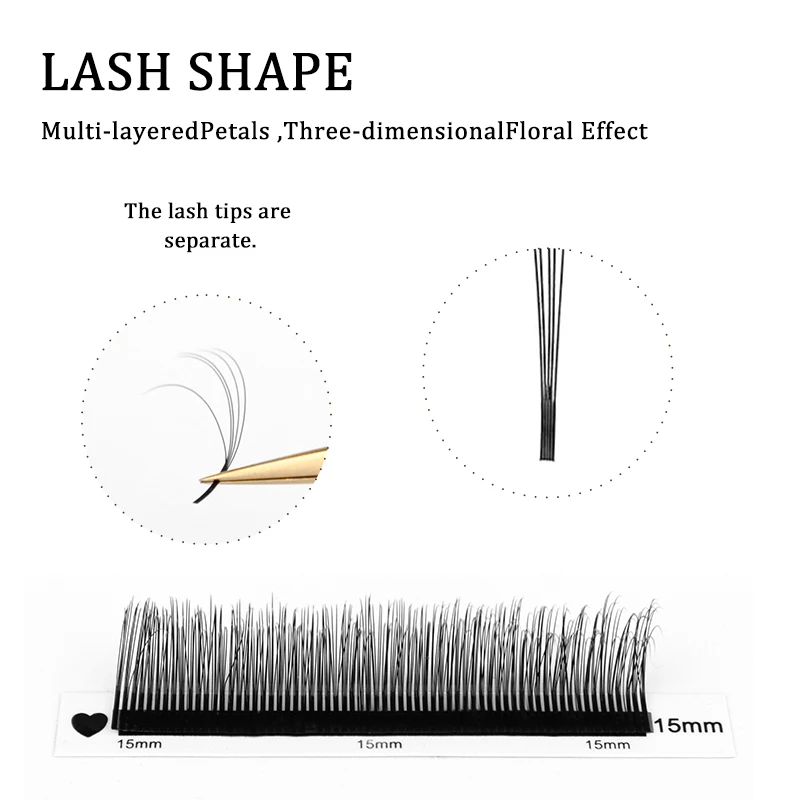 Фото Наращивание ресниц Winky Beauty Multi-Layered 5D Flora 0.07 Super Black Lash 5D Flowering Soft LC/LD Mixed Fans Russian Eyelashes Extension №4