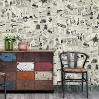 nostalgic vintage wallpaper wall bookcase wood used newspaper poster decorative sticker removable self adhesive membrane