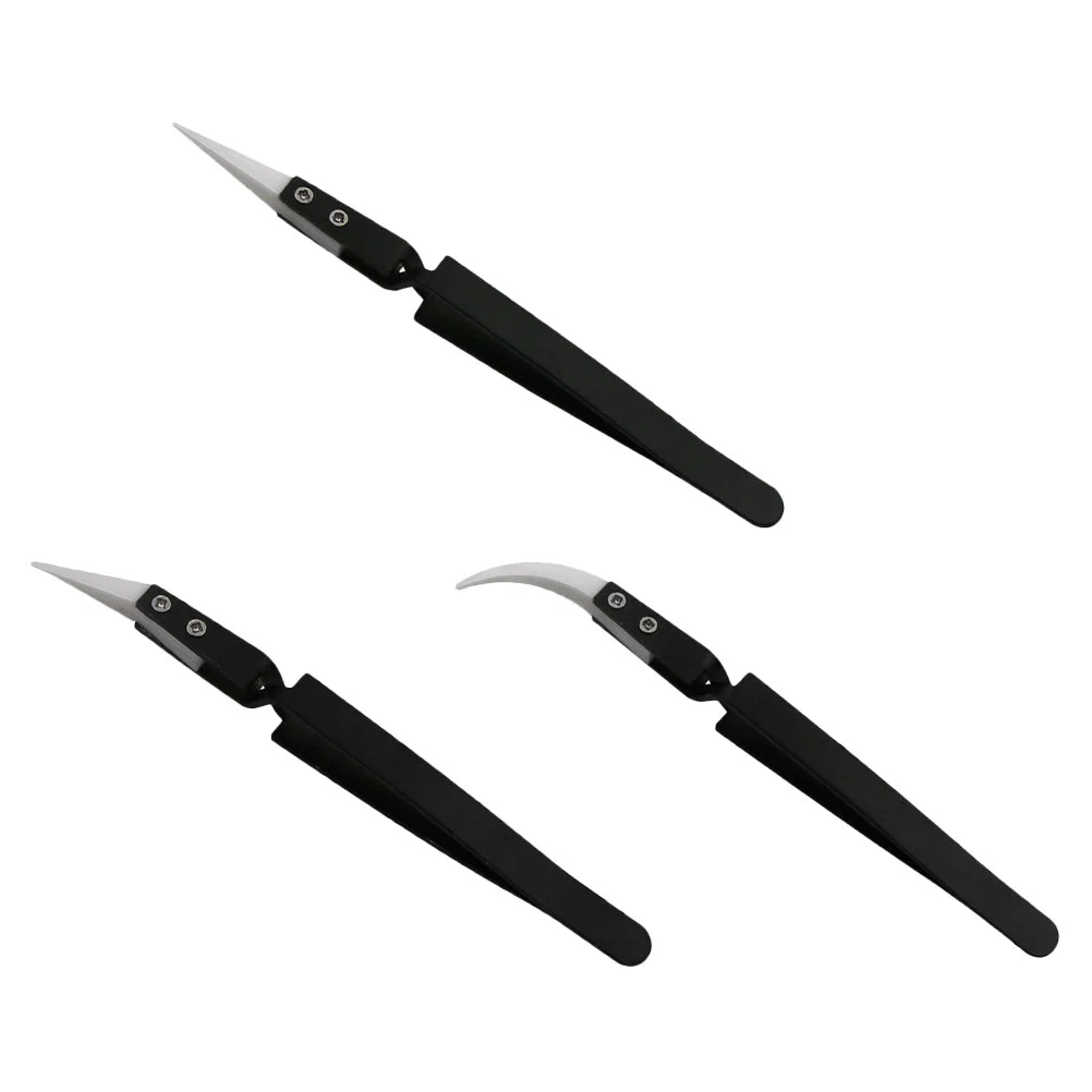 

3pcs Practical Soldering Tweezers with Ceramic Tips Non-Conductive Tweezers