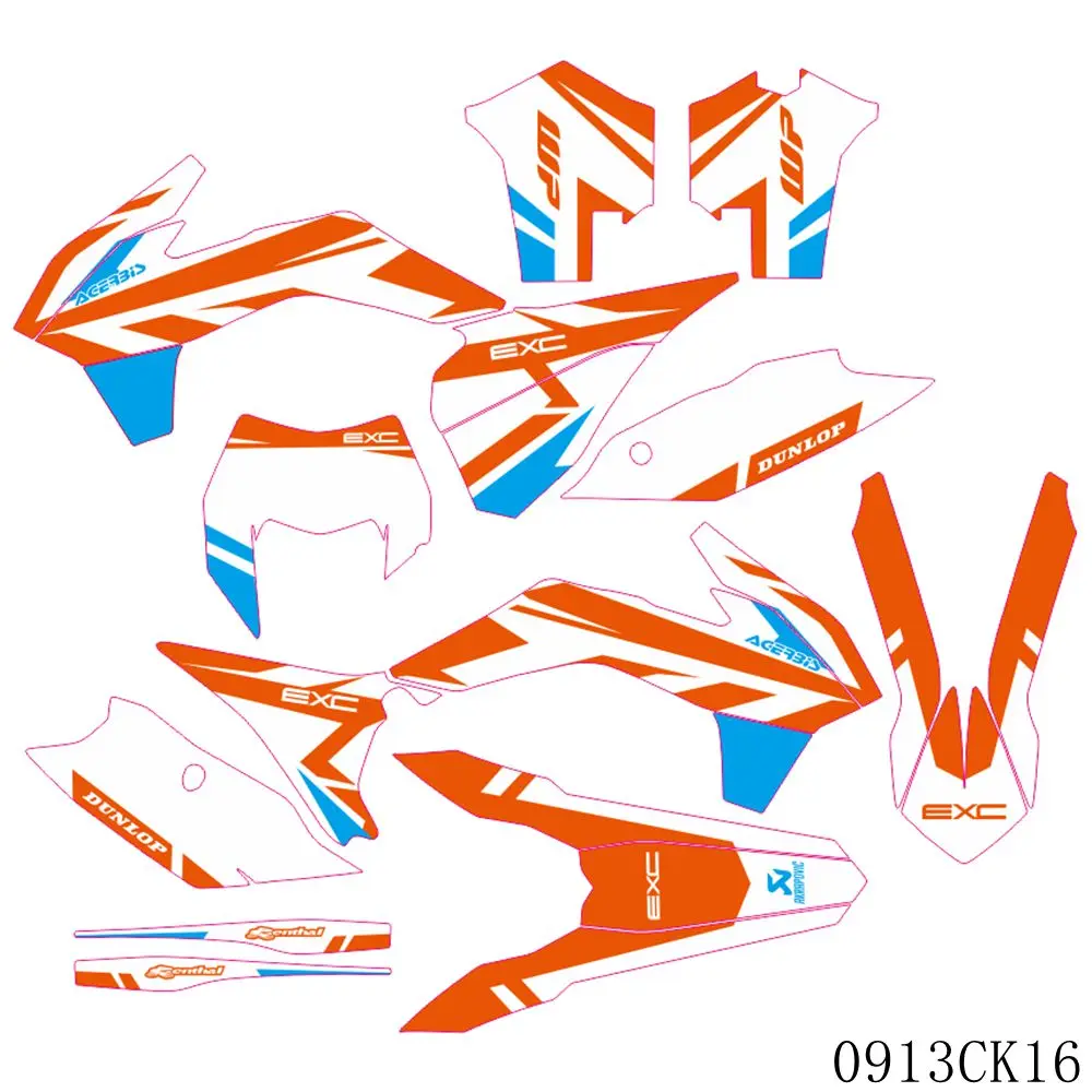 

For KTM EXC EXC-F 125 250 300 350 450 2014 2015 2016 Full Graphics Decals Stickers Custom Number Name Stickers