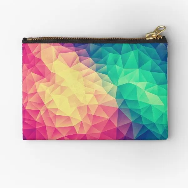 

Abstract Polygon Multi Color Cubism Low Zipper Pouches Socks Key Bag Pure Small Coin Cosmetic Underwear Women Money Pocket