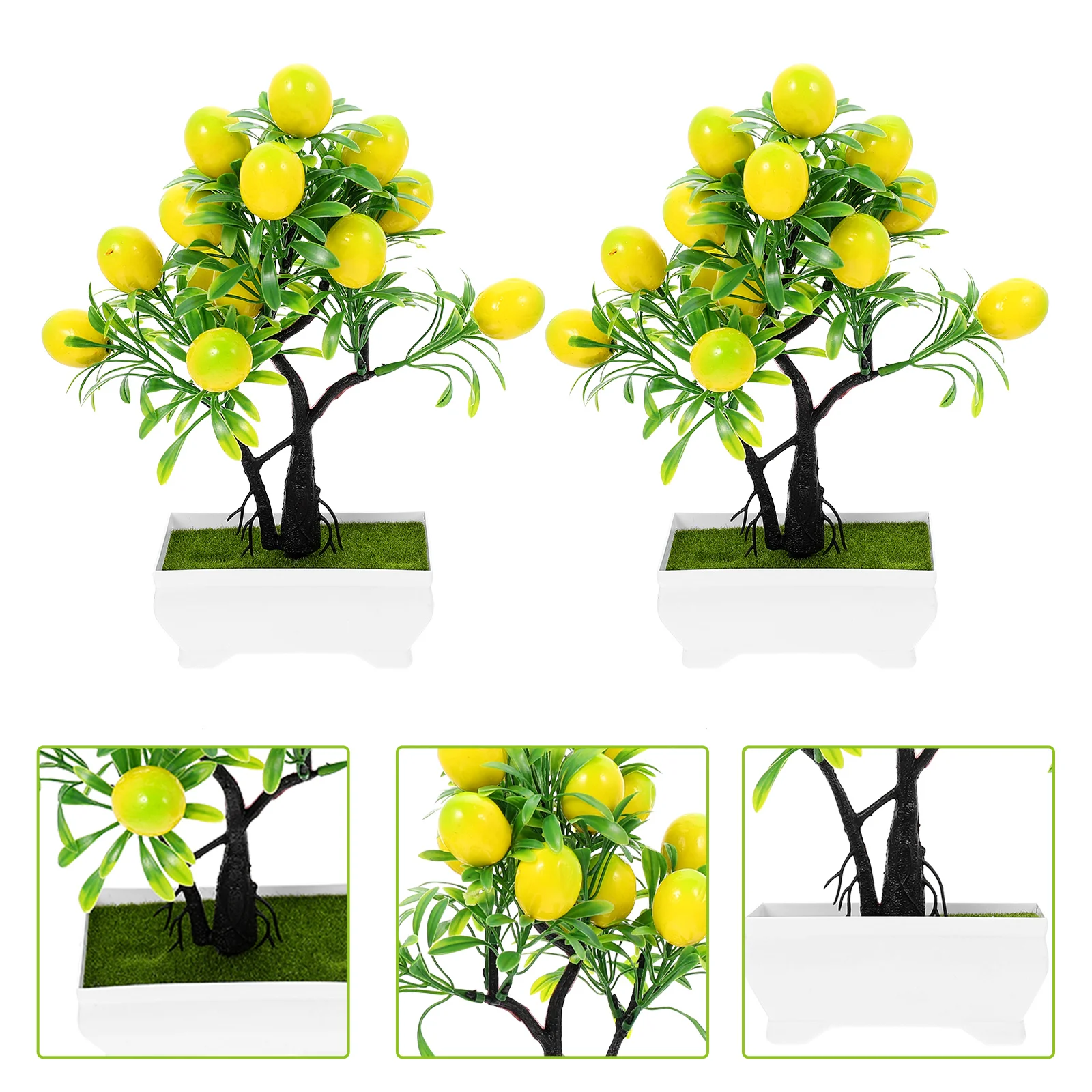 

Lemon Tree Artificial Fake Pottedfruit Bonsaimini Faux Greenery Fruits Green Small Desktop Flower Party Decoration Ornament