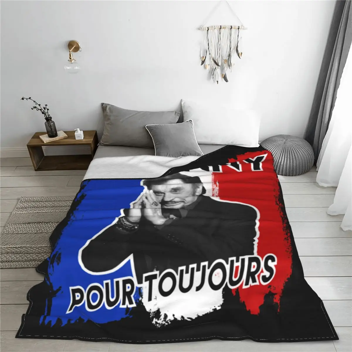 

Johnny Hallyday Forever Plush Blankets Rock Music Funny Throw Blanket for Bed Sofa Couch