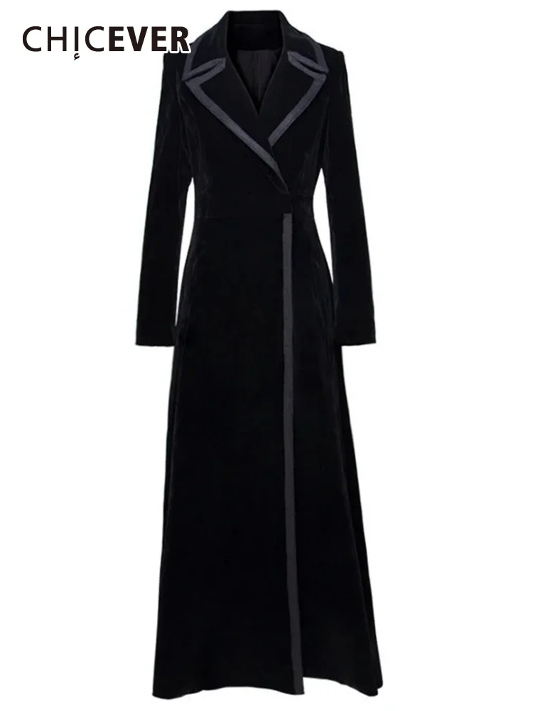 

CHICEVER минималистичный свободный тренч для женщин с отворотом и длинным рукавом на одной пуговице, высокая талия, модные темпераментные осенние пальто для женщин