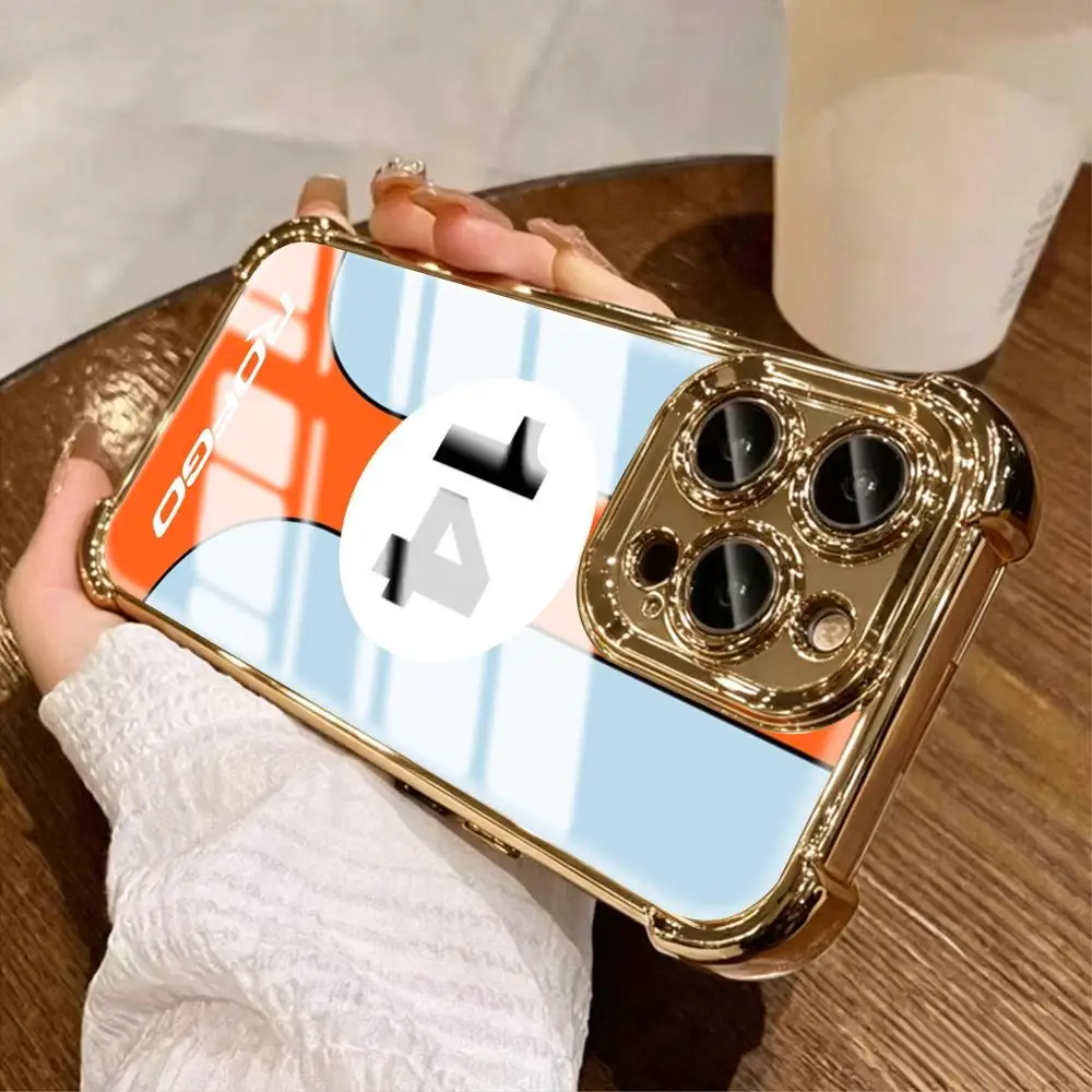 Чехол для телефона Car GulfS Racing для iPhone 17 16 15 14 13 12 11 Plus Pro Max, золотойсеребряный, с защитой углов, ударопрочное стекло (art.: 3920db67cfc20) - 3920db67cfc20