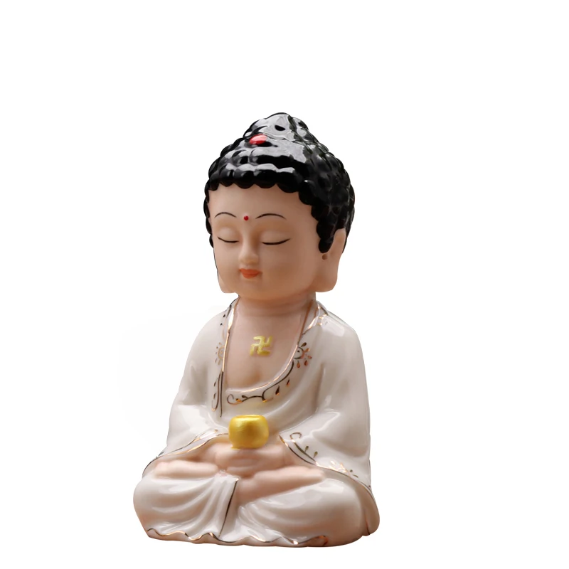 

Chinese Buddha Statue Ceramics Ornaments Feng Shui Home Living Room TV Cabinet Car Decorations Accessories Desktop Decor