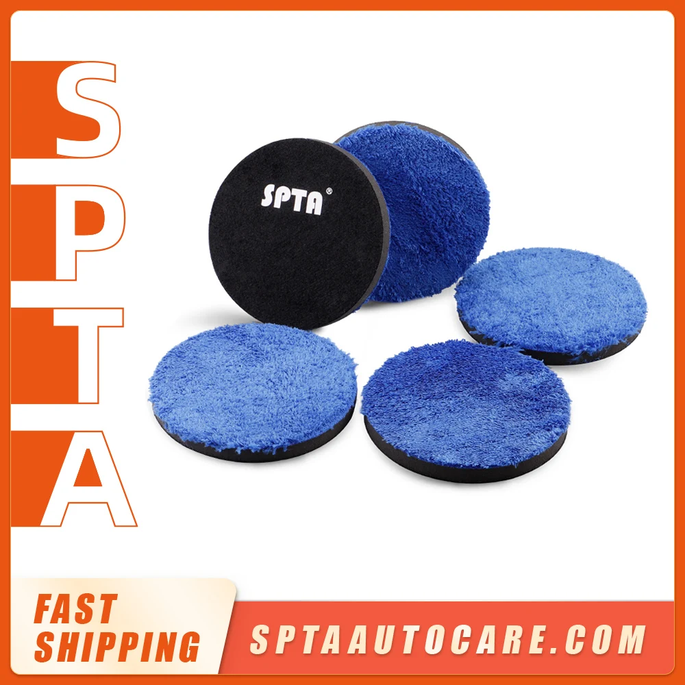 

(Bulk Sale) SPTA 3/4/5/6/7 Inch Microfiber Polishing Pad Removing Wax Buffer Pads Replaceable Buffing Pads for DA/RO Polisher