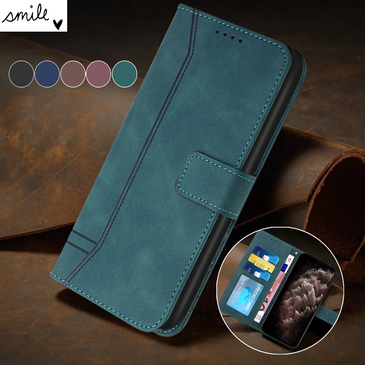 

High-End Leather Flip Wallet Case For Sony Xperia 1II 5II 10II 1III 5III 10III 1 5 10 II III L4 XperiaL4 Luxury Business Cover