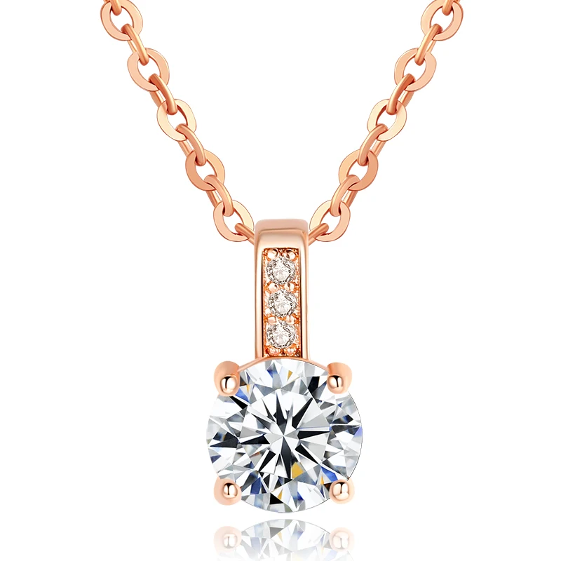 

Exclamation Mark Shape Hanging Pendant Necklace Setting Cubic Zirconia Link Chain Rose Gold Color Necklace for Women