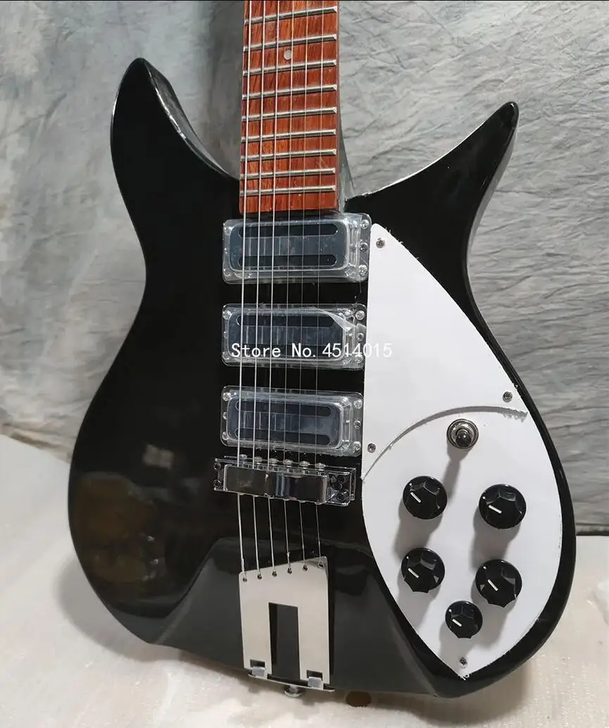 

Rare Special Tailpiece 527mm Short Scale Length John Lennon 325 Jetglo 6 String Black Electric Guitar Gloss lacquer Fingerboard