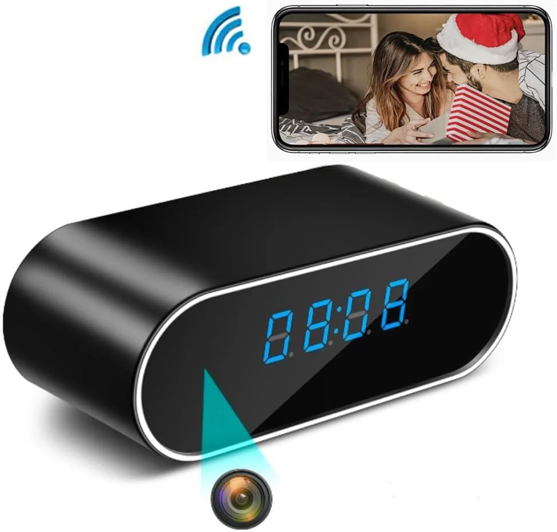 Фото HD 1080P Настольные часы Мини-будильник Беспроводная Wi-Fi IP P2P Камера ИК-видеокамера ночного видения Домашняя безопасность Веб-камера наблюдения №2
