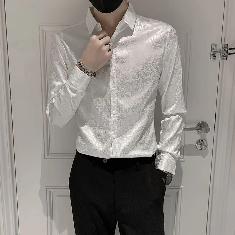 

Однотонная модная женская жаккардовая рубашка-поло с цветочным принтом, однобортная приталенная рубашка в Корейском стиле с воротником-по...