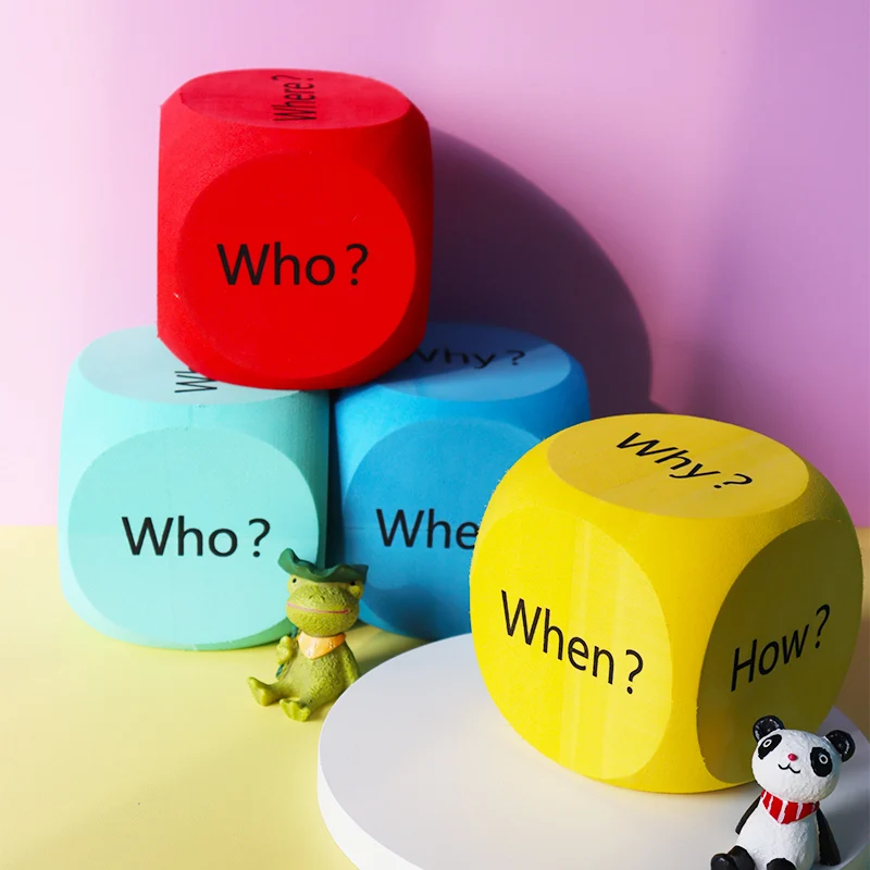 

10CM Creative Question Dice Reading Comprehension English Teaching Aids Tools Foam Stacking Blocks Interactive Educational Toy