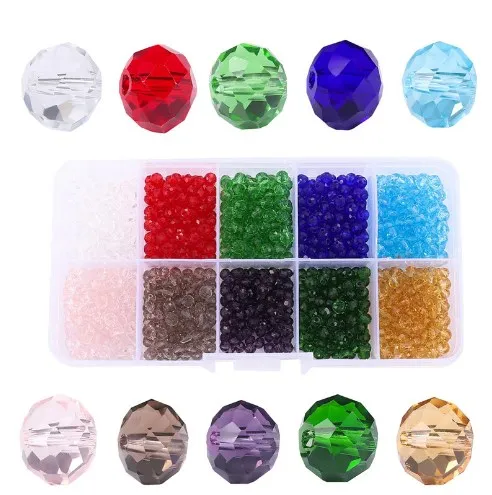 

1 box 10color 4 6 8mm Rondelle Austria Faceted Glass Beads Crystal Loose Spacer For Jewelry Making DIY Bracelet