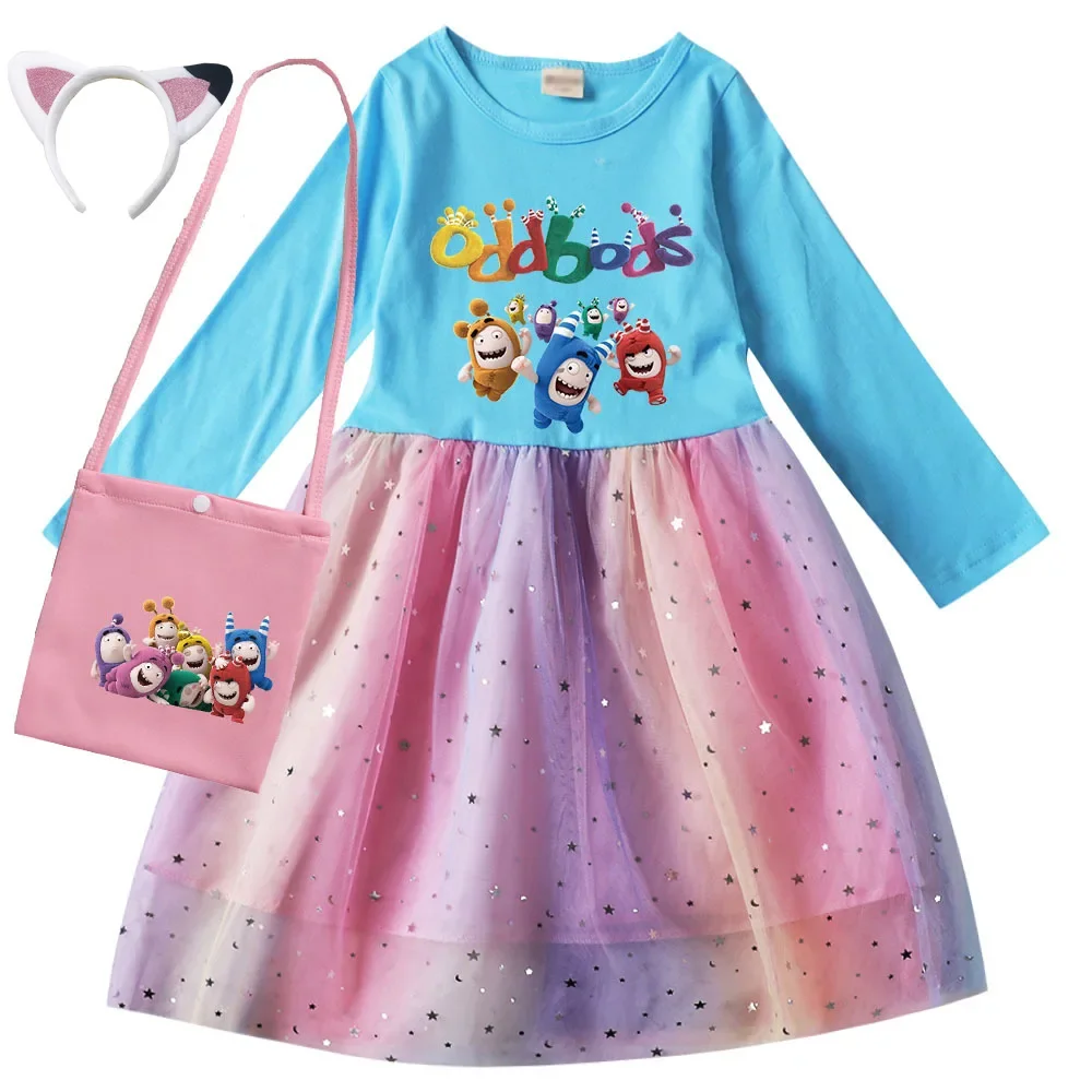 

Kawaii Oddbods Costumes Kids Princess Dress for Girls Short Sleeve Casual Dresses Children's Halloween Wedding Carnival Vestidos