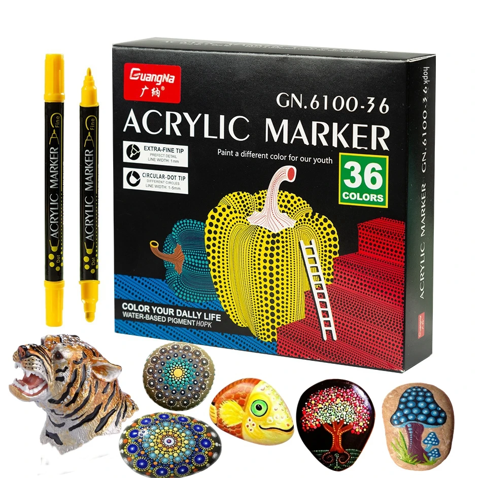 84/36 Colors Acrylic Paint Marker Pens Extra Fine and Dots Tip, for Rock Painting, Mug, Ceramic, Glass Wood, Fabric,Canvas,Metal