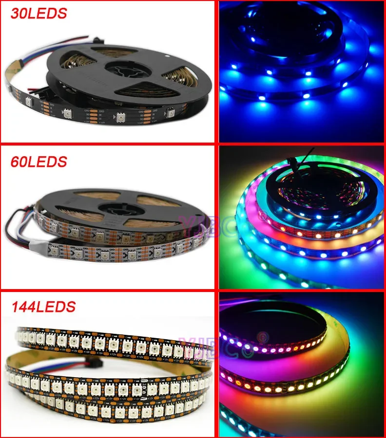 Модифицируемая Светодиодная лента WS2815 SMD5050 RGB 12 В полноцветная фотолента 30/60/144