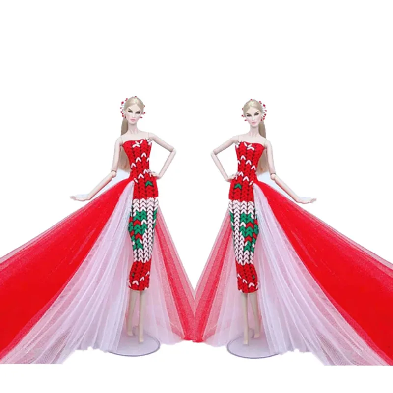 

Red White 11.5" Doll Dress For Barbie Doll Clothes Princess Outfit Wedding Gown 1/6 BJD Dollhouse Accessories Toy Girl Best Gift