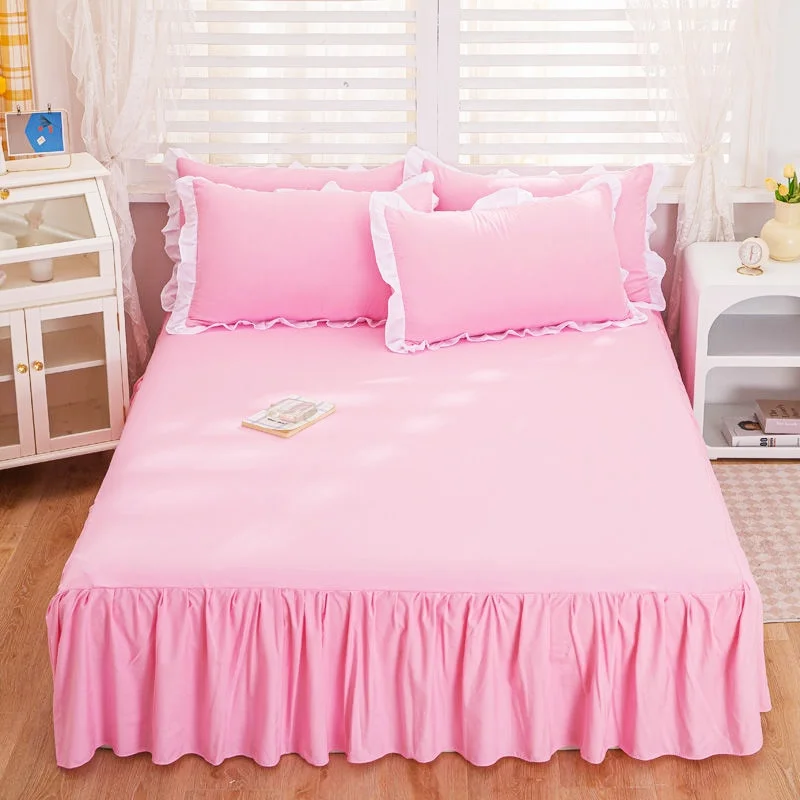 

Bed Sheet Solid Color Print Casual Beddress Home Bed Sheets For King/Queen Size Bed Sheet 1.5/1.8/2M Mattress Cover