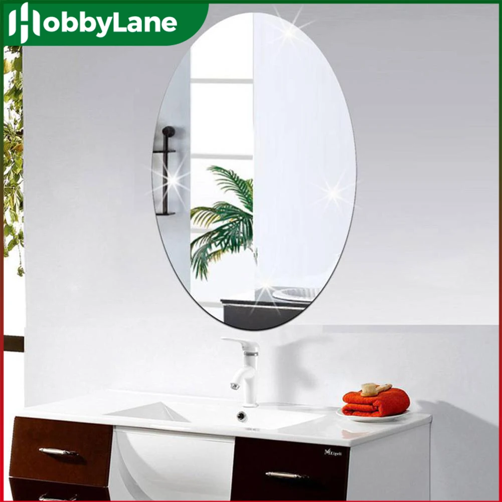 

Oval Mirror Wall Stickers Hd Acrylic Waterproof Self-Adhesive Wallpaper For Home Wall Decoration Bathroom Decoration Home Decor