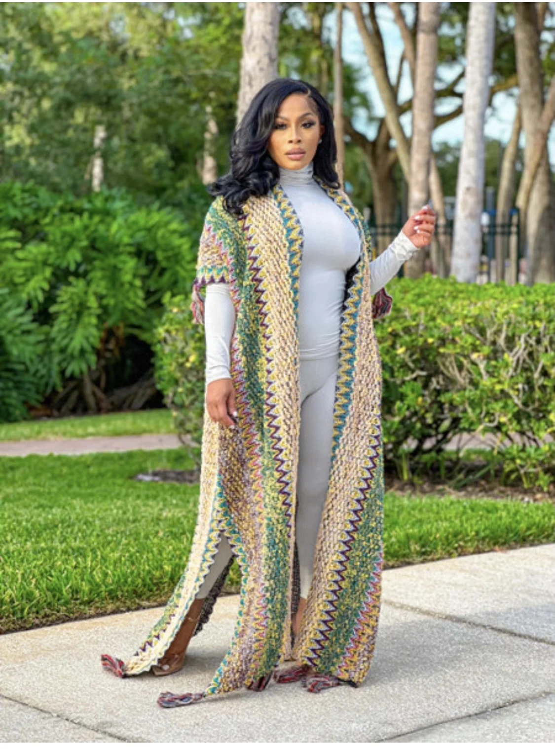 Зимняя мода африканские женщины полная длина теплое открытое переднее кимоно