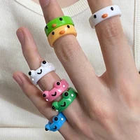 colorful acrylic frog chick ring funny personality cartoon cute ring gift jewelry for women wholesale bulk