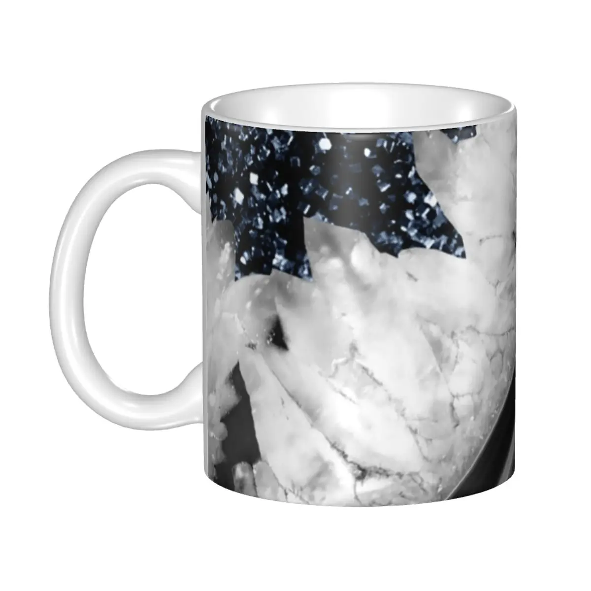 

Gray Black White Agate With Navy Blue Glitter Coffee Mug DIY Personalized Faux Glitter Ceramic Tea Milk Mug Cup