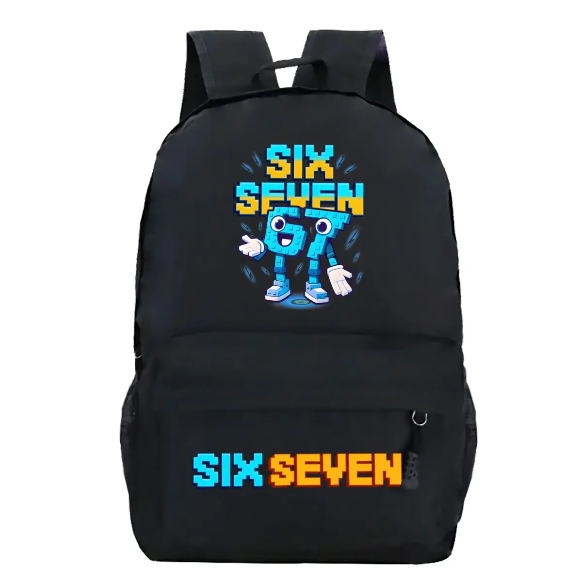 Фото Рюкзак Six Seven, итальянский Brainrot, графический золотой принт, мем, игровая сумка на плечо, модная школьная сумка для девочек и мальчиков с героями мультфильмов №3